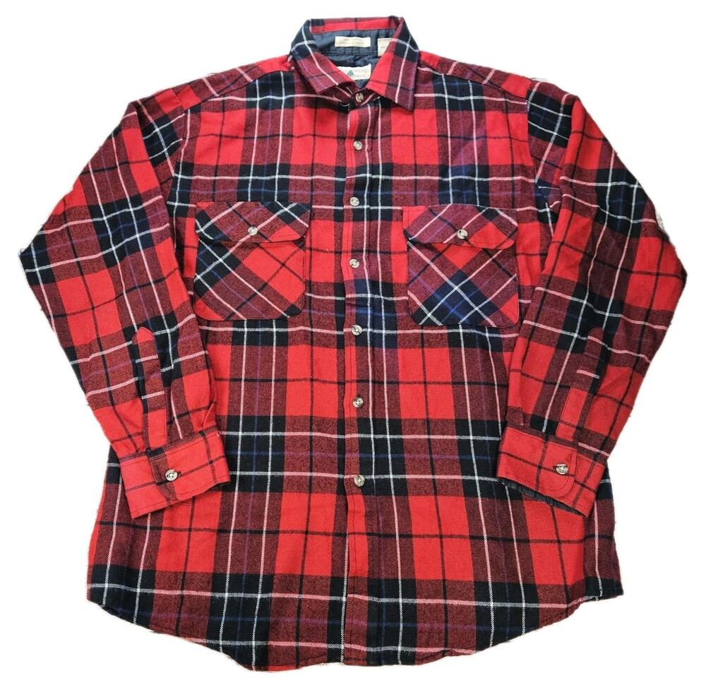 Vintage Northwest Territory Flannel Shirt Mens Size Medium Red Plaid Button Up